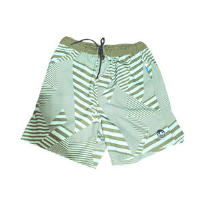Men's Neff Athletic Shorts Large Green Light Green Striped